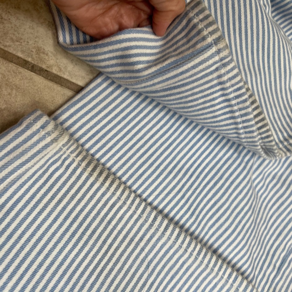 Abercrombie & Fitch 90s Relaxed High Rise Hickory Stripe Jeans Blue White 16LONG - Picture 9 of 13